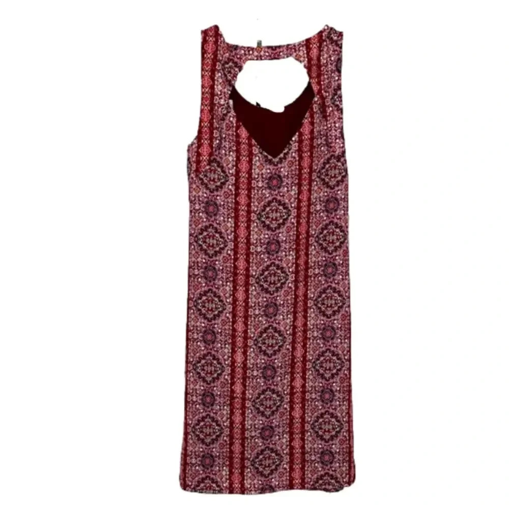 NWT xs holiday party dress bohemian pattern sleeveless open back versatile lined - Picture 7 of 7
